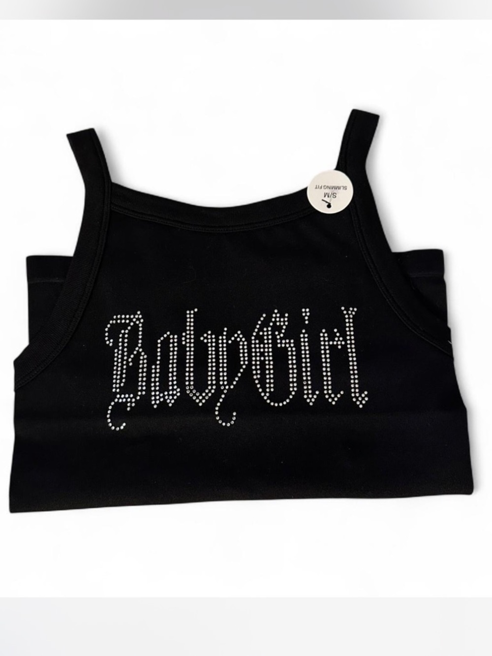 Black Studded "Babygirl" Tank Top Y2k